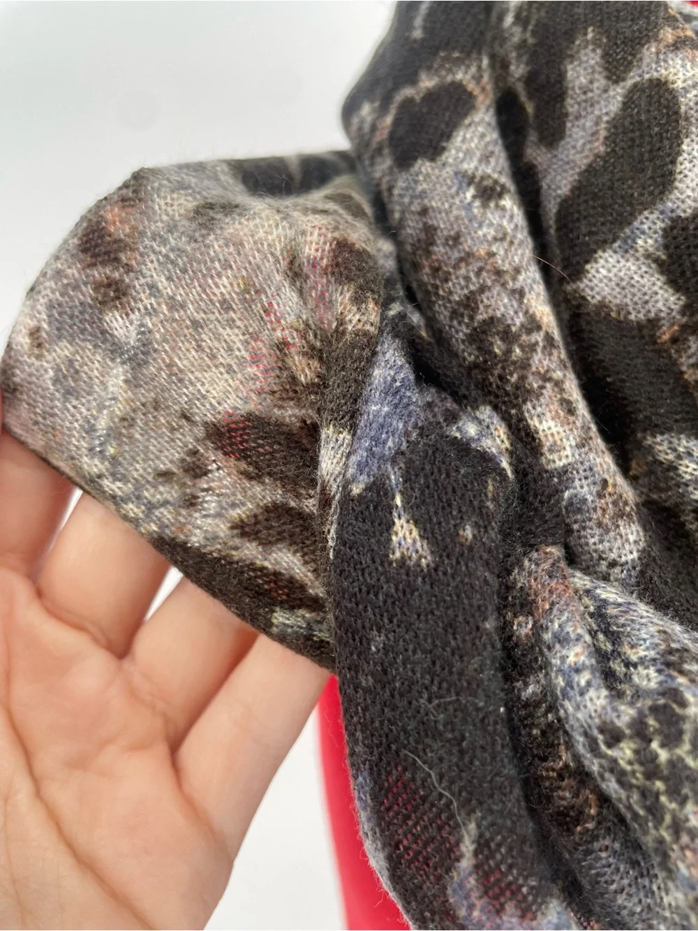Animal Print Gray Brown Silence + Noise Soft Oversized Tube Scarf Circle Scarf